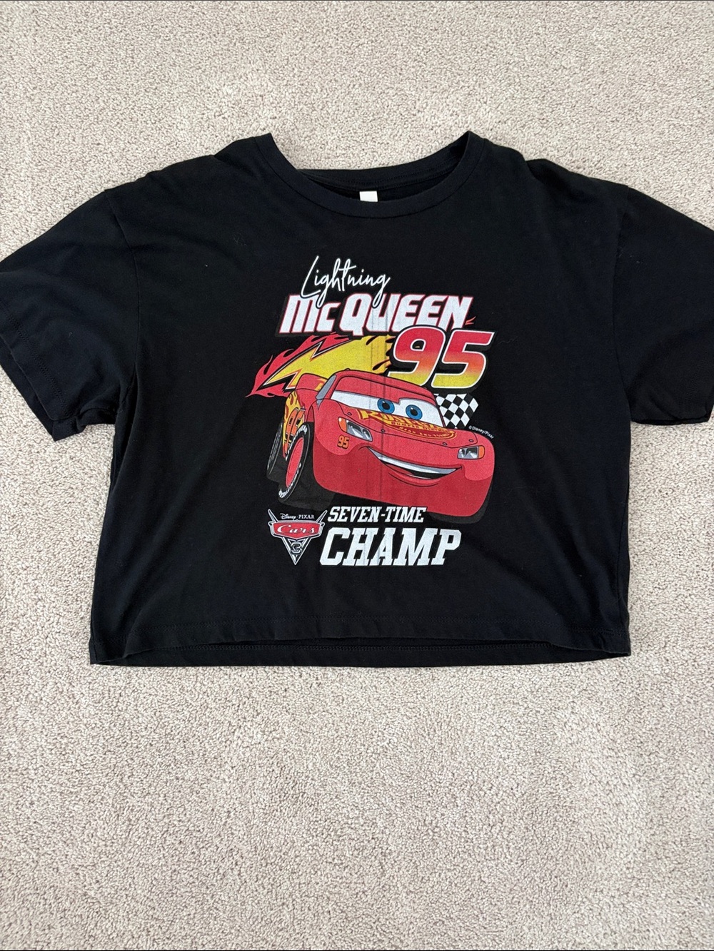 Target Black Kids Lightning McQueen Graphic Tee with Red and Yellow Accents